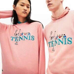 Lacoste Live Retro Tennis Sweatshirt M Peach Pink Embroidered 80s 90s Preppy